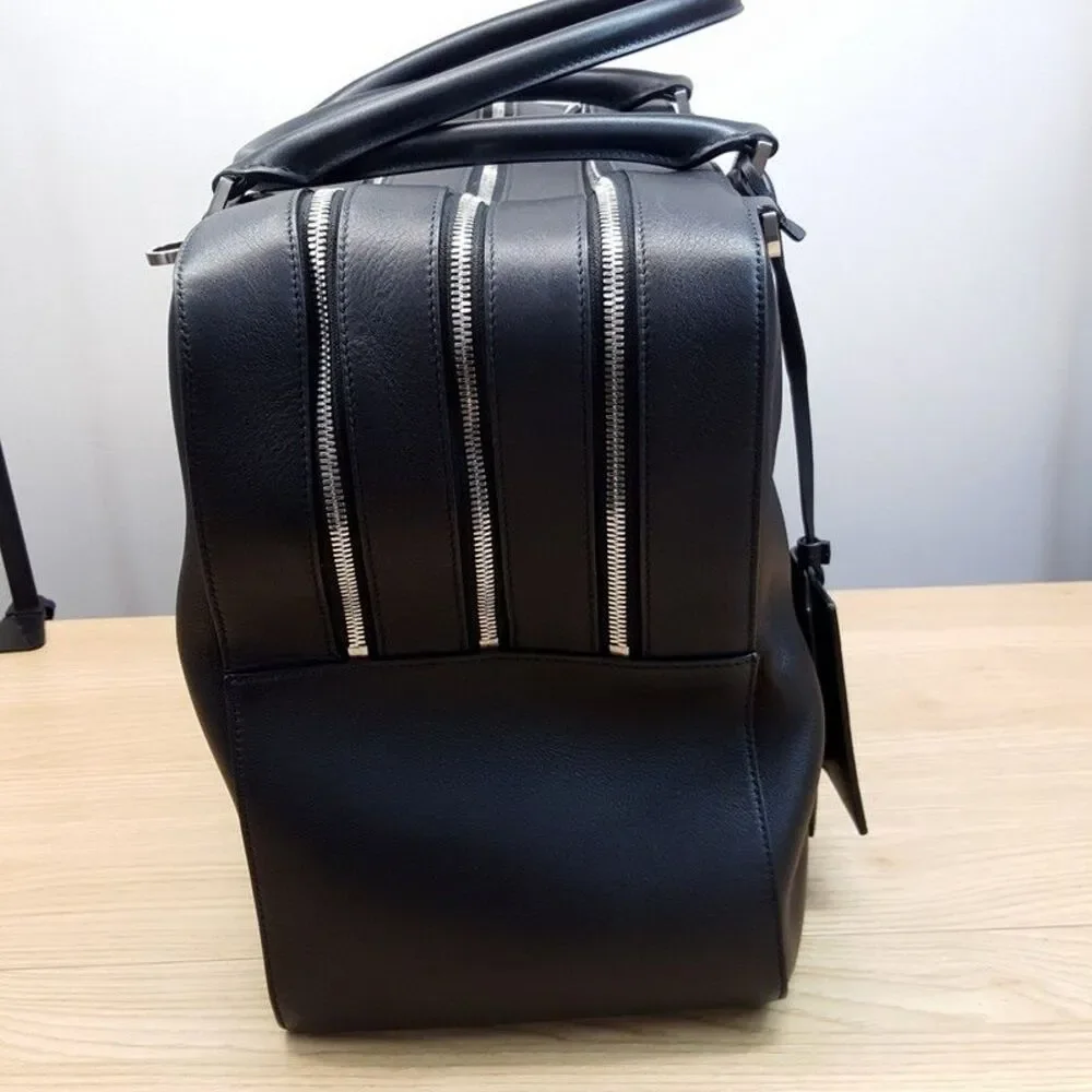 SALVATORE FERRAGAMO Mens Star Black Leather Triple Zip Tote Briefcase $3300